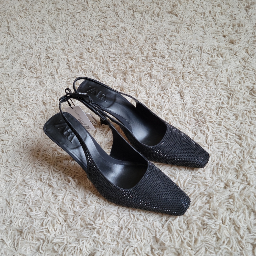 New Zara Rhinestone slingback heels - Picture 2 of 8